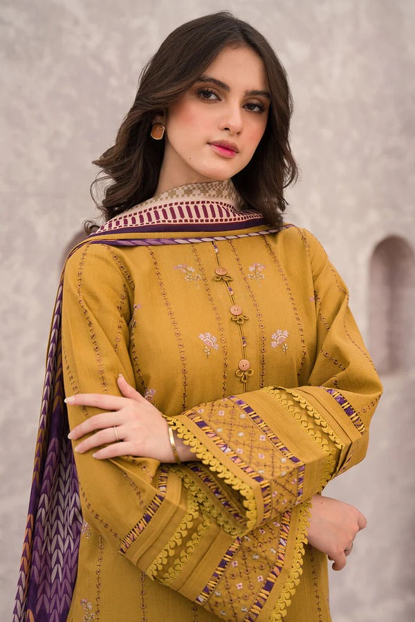 Winter Embroidered Dhanak Dress with Printed Shawll 3 Piece WC618