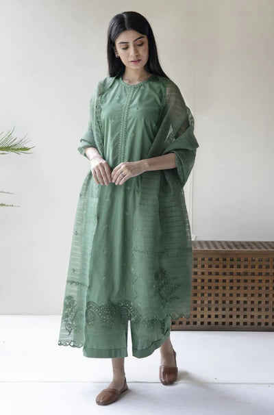 Unstitched Summer Embroidered Lawn Dress With Organza Embroidered Dupatta 3PC WC732
