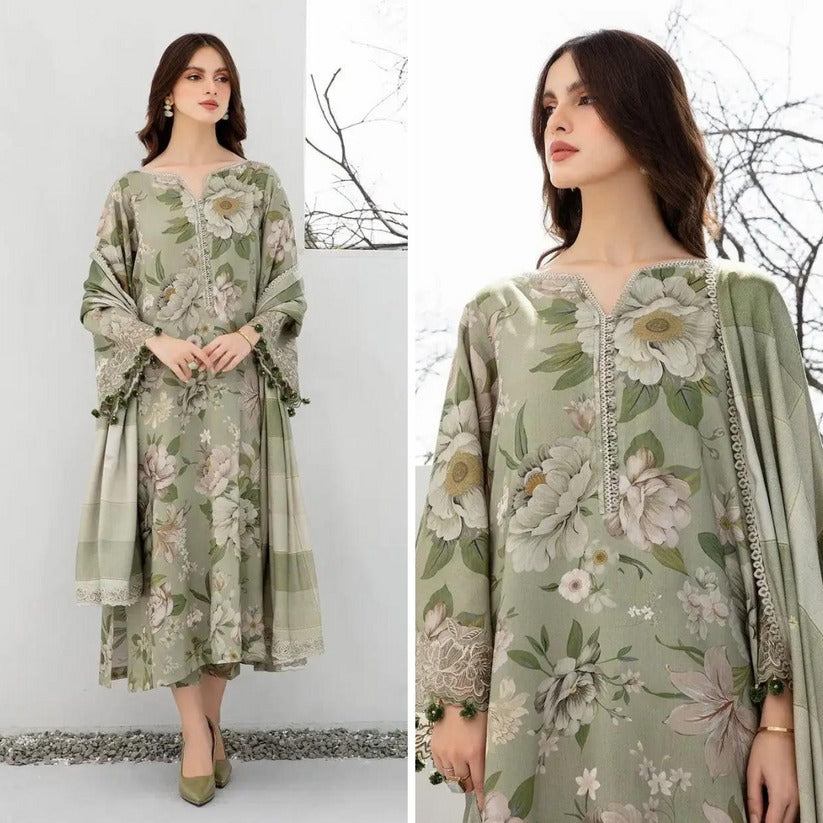 Baroque Winter 3 Piece Printed Soft Karandi Suit WC942