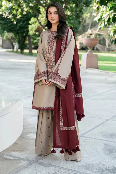Baroque 3 Piece Dhanak Embroidered Dress WC961