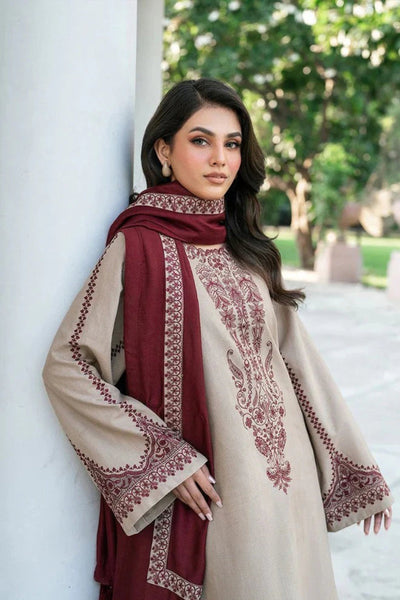 Baroque 3 Piece Dhanak Embroidered Dress WC961
