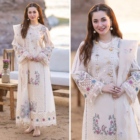 Qalamkar Luxury Lawn Embroidered 3 Piece Dress WC997