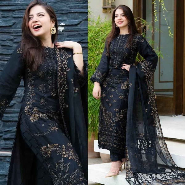 Embroidered Lawn Suit With Chiffon Embroidered Dupatta 3 Piece WC005