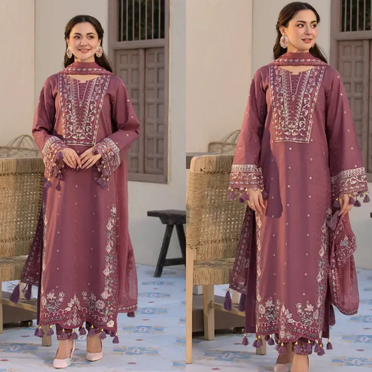 Jade 3 Piece Dhanak Embroidered Suit WC194