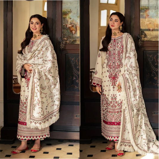 Asim Jofa 3 Piece Dhanak Embroidered Dress WC193
