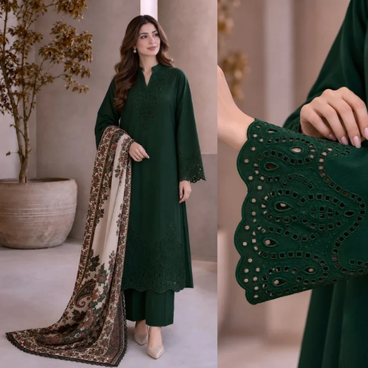 Charizma 3 Piece Dhanak Embroidered Suit WC190