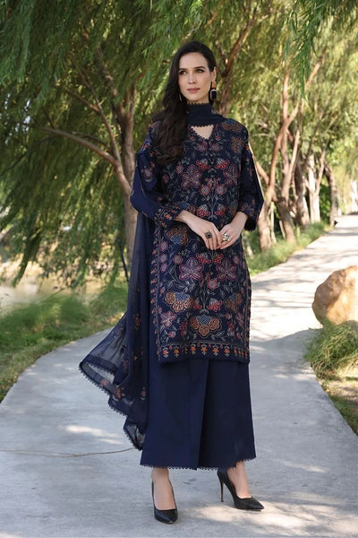 Bareeze Embroidered 3 Piece lawn dress with embroidered chiffon dupatta WC843