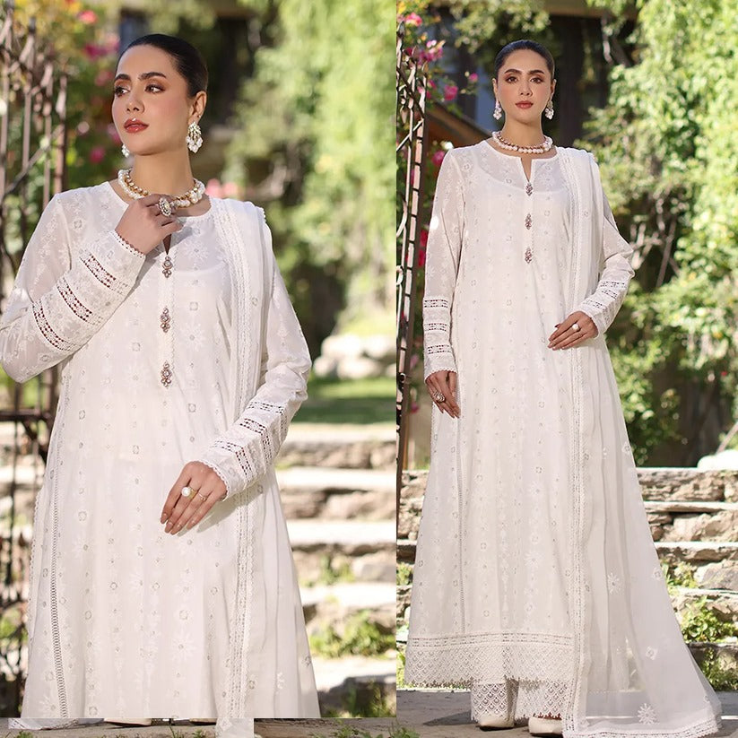 WC842-Bareeze Embroidered Summer 3 Piece lawn dress with embroidered chiffon dupatta