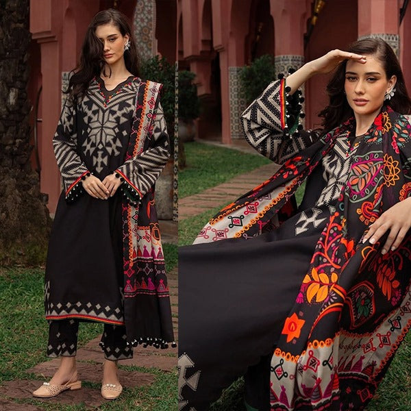 Charizma Winter 3 Piece Dhanak all over Printed dress WC1214