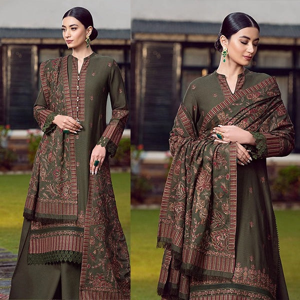 Winter Embroidered Dhanak Suit with Heavy Embroidered Dhanak Shawll WC415
