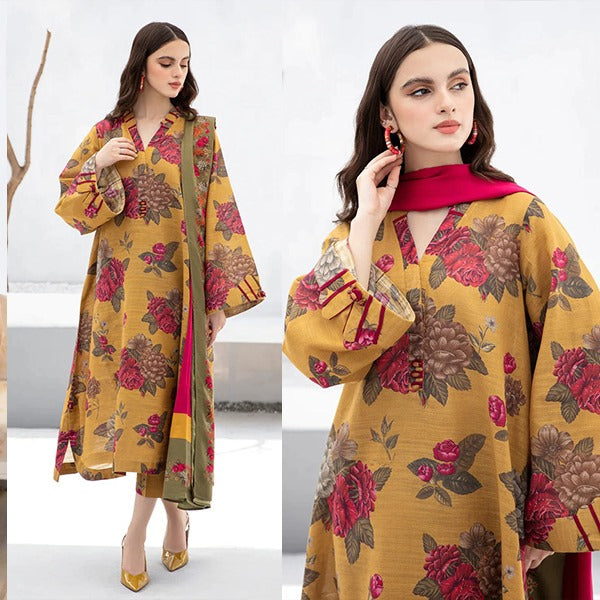 Baroque Winter 3 Piece Dhanak all over Printed Suit WC1220