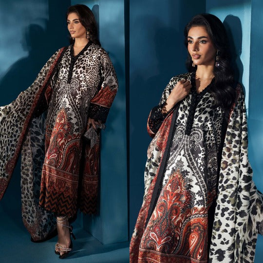 Winter 3 Piece Karandi Digital Print Dress and Karandi Dupata WC1226