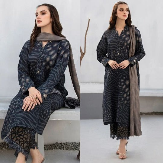 Winter 3 Piece Karandi Digital Print Dress and Karandi Dupata WC1228
