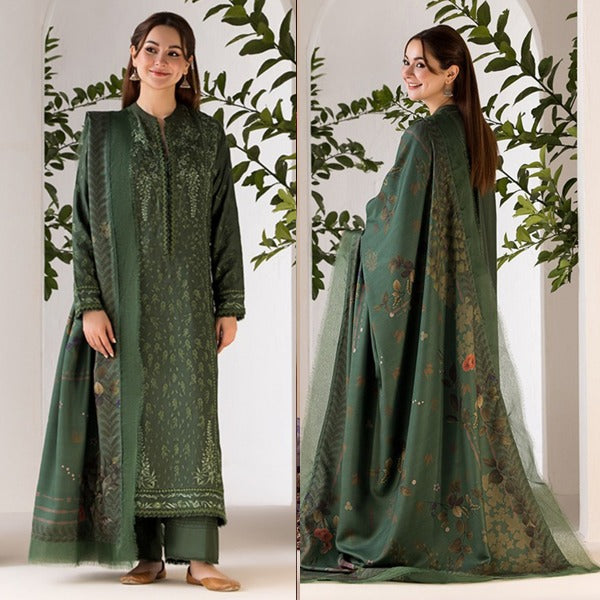 Sobia Nazir Winter 3 Piece Dhanak Embroidered Shirt With Wool Printed Shawll WC1122