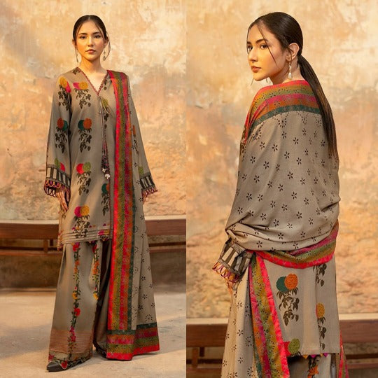 Printed Unstitched Charizma Winter 3 Piece Karandi Dress WC1249