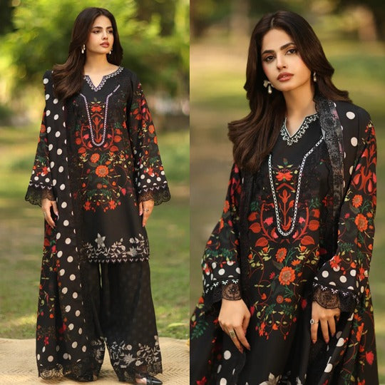 Printed Unstitched Charizma Winter 3 Piece Karandi Dress  WC1253
