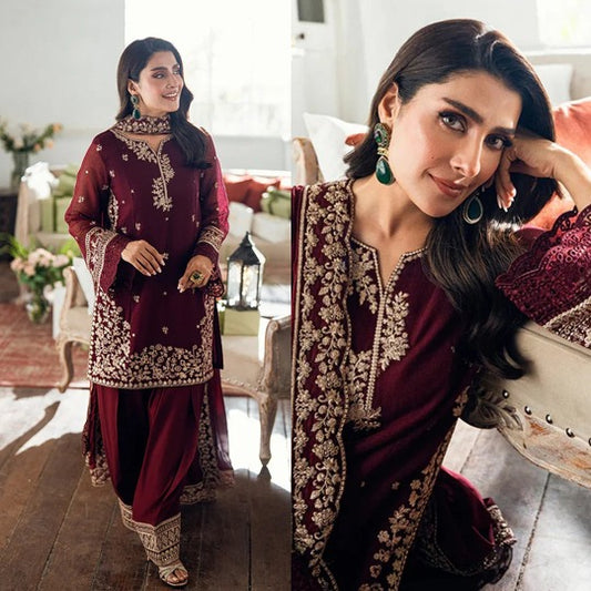 Azure Lawn Embroidered 3 Piece Dress WC1263