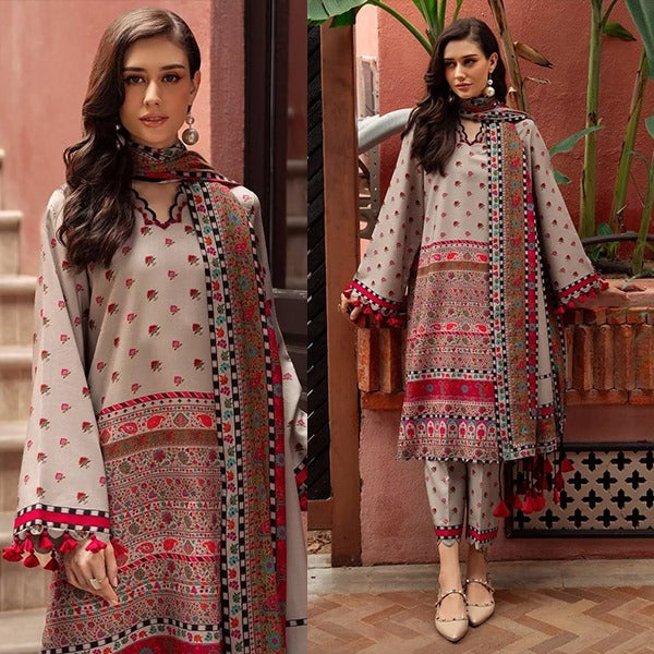 Charizma Winter 3 Piece Dhanak all over Printed dress WC1213