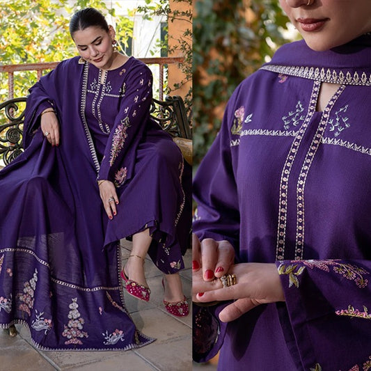 Urge 3 Piece Dhanak Embroidered Suit Dhanak Shawll WC1292