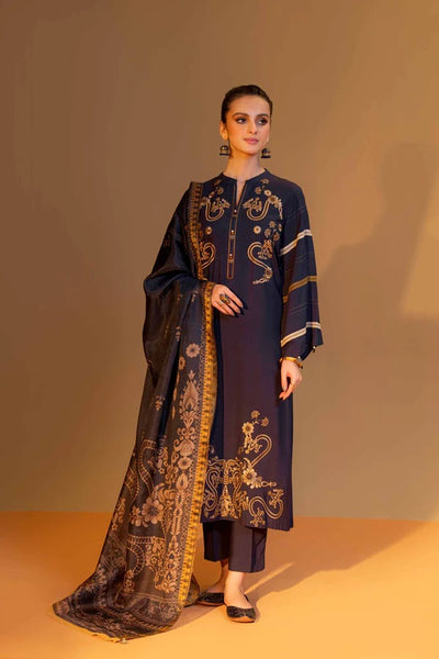 Unstitched Winter Embroidered Dhanak Dress with Printed Shawll 3 Piece WC824