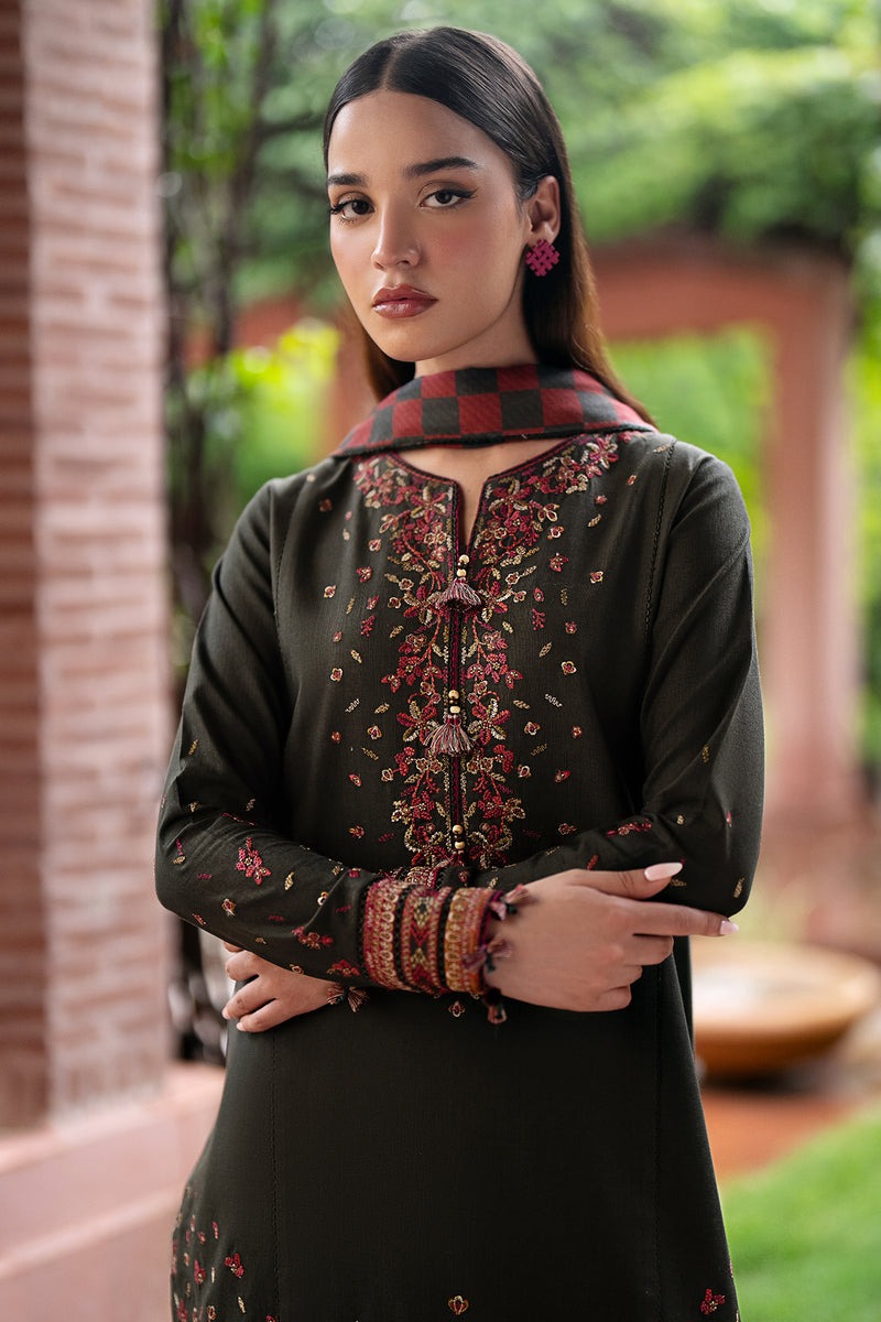 Unstitched Winter Embroidered Dhanak Suit with Printed Shawll 3PC