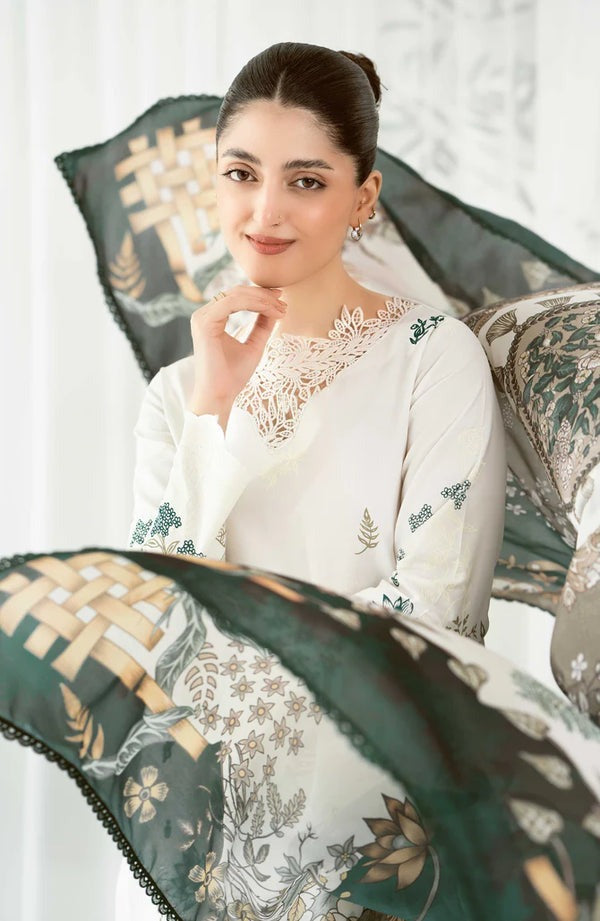 Unstitched Summer Sapphire Embroidered Lawn Dress & Organza Printed Dupatta 3PC
